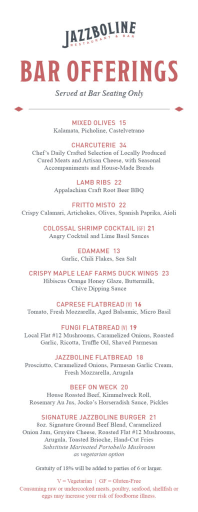 Bar Offerings Jazzboline